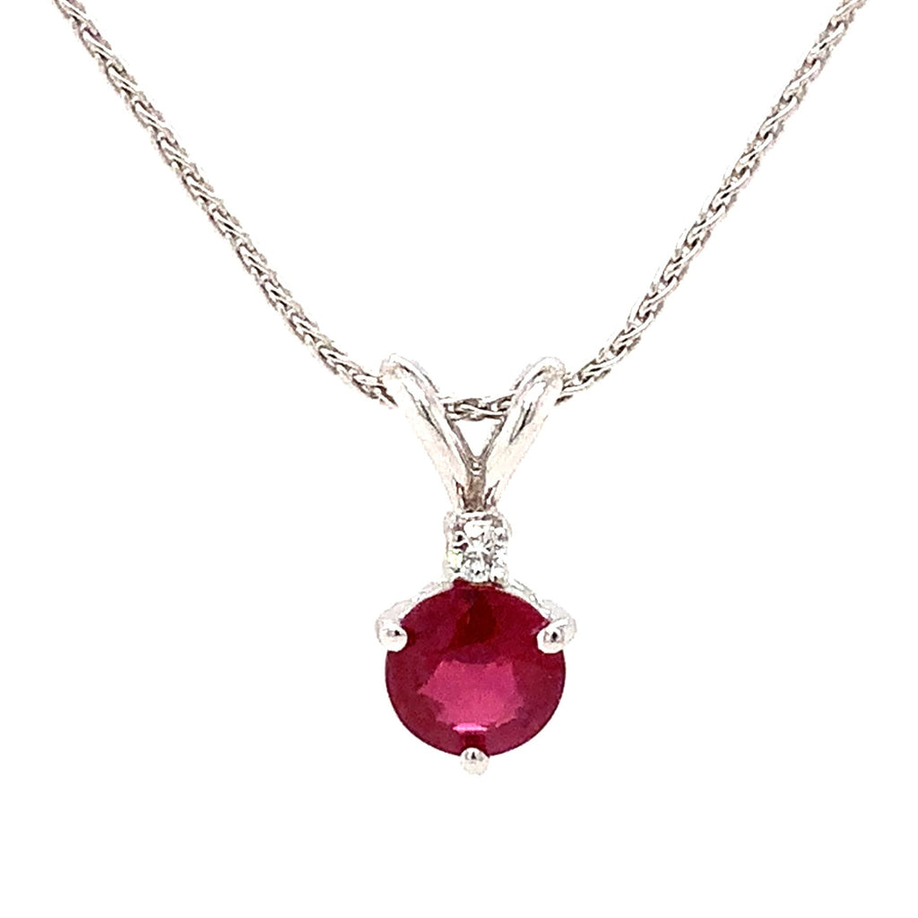 Roman+Jules Classic Natural Ruby and Diamond Pendant fashioned in 18 kt white gold. - Image 1 of 4