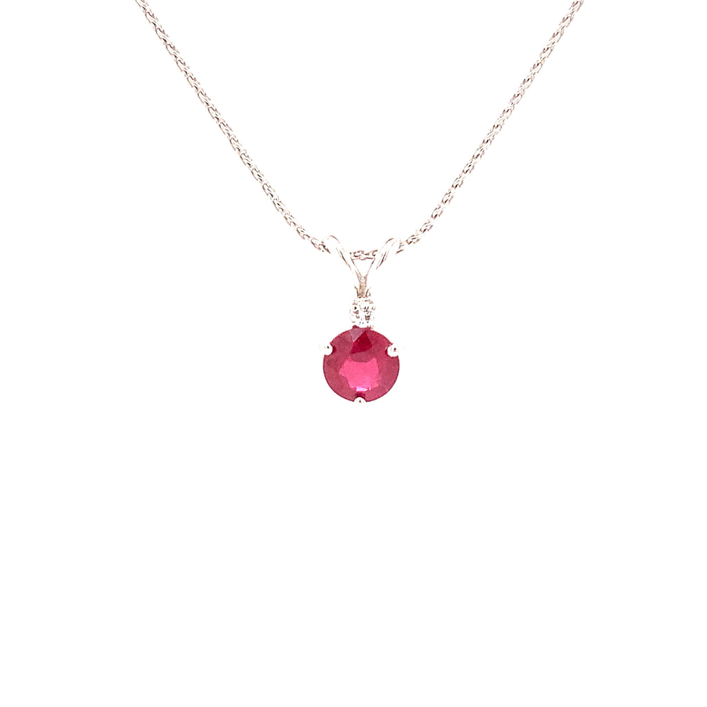 Roman+Jules Classic Natural Ruby and Diamond Pendant fashioned in 18 kt white gold. - Image 2 of 4