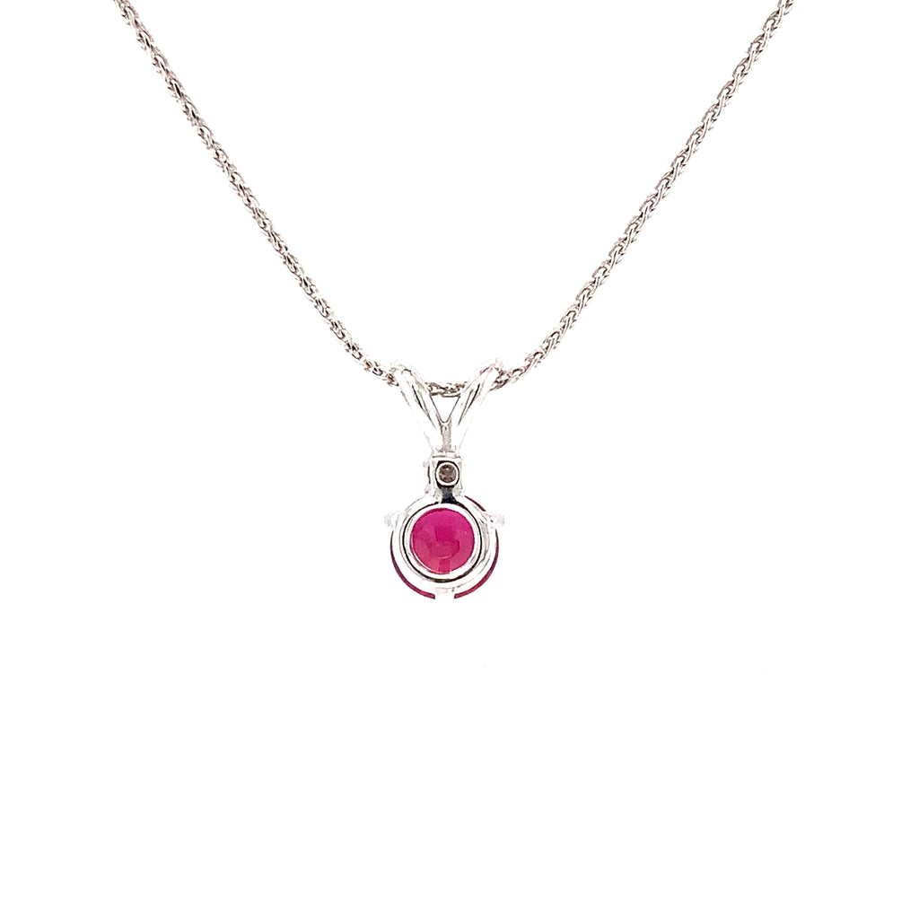 Roman+Jules Classic Natural Ruby and Diamond Pendant fashioned in 18 kt white gold. - Image 3 of 4