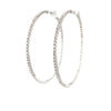 roman + jules  two inch diameter round diamond hoops set in 14k white gold post with locking back