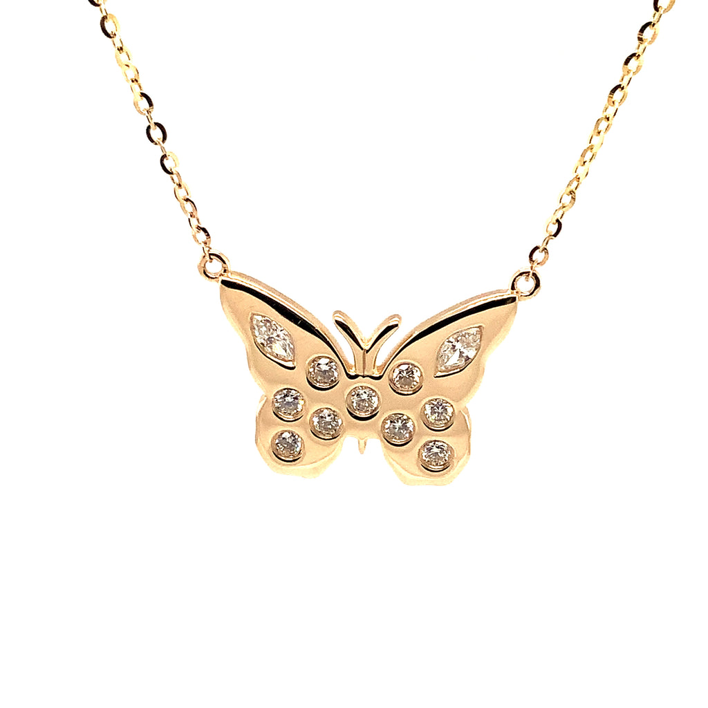 Butterfly Diamond Necklace set in 14K Yellow Gold - Image 2 of 4