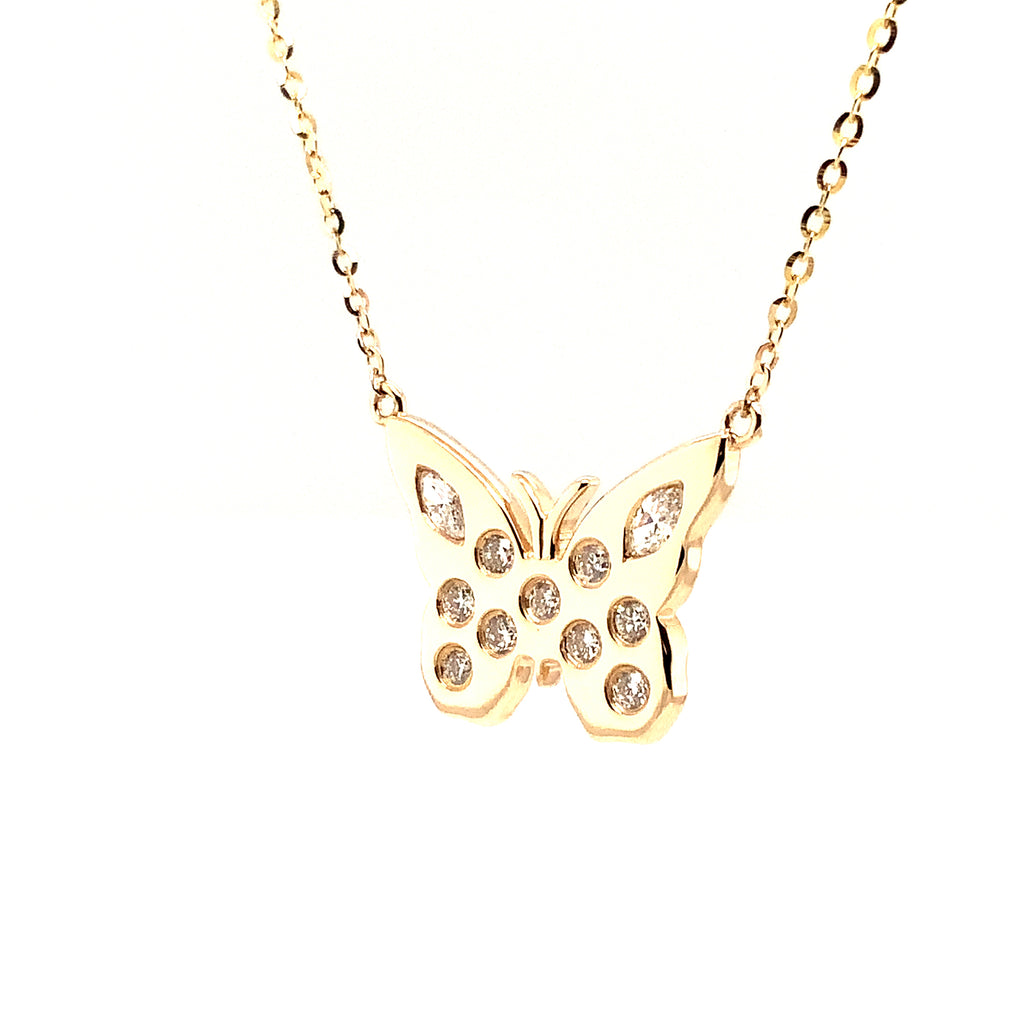 Butterfly Diamond Necklace set in 14K Yellow Gold - Image 3 of 4