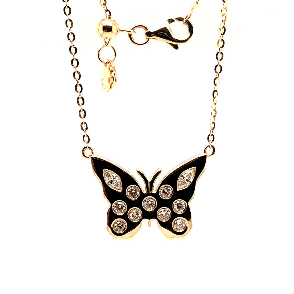 Butterfly Diamond Necklace set in 14K Yellow Gold - Image 1 of 4