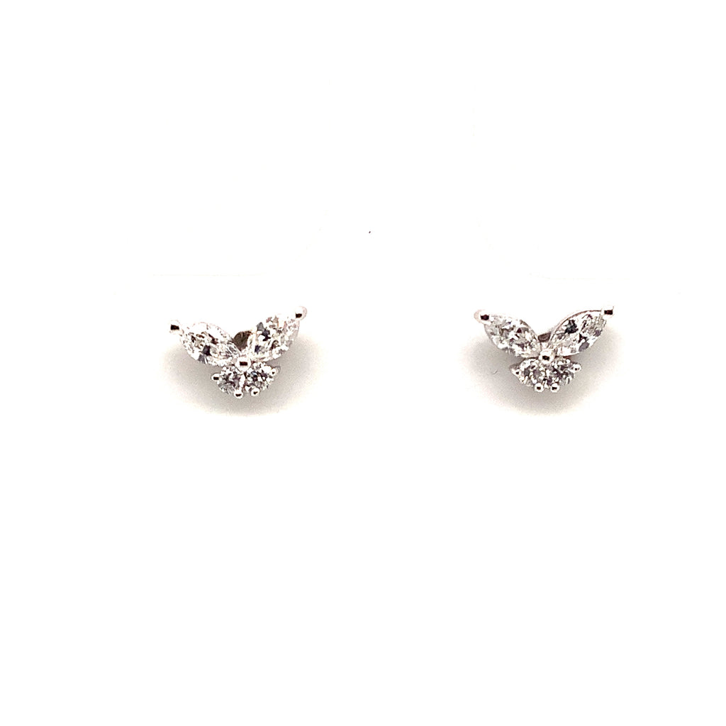 Little Butterfly Diamond Stud Earring set in 14K White Gold - Image 2 of 3