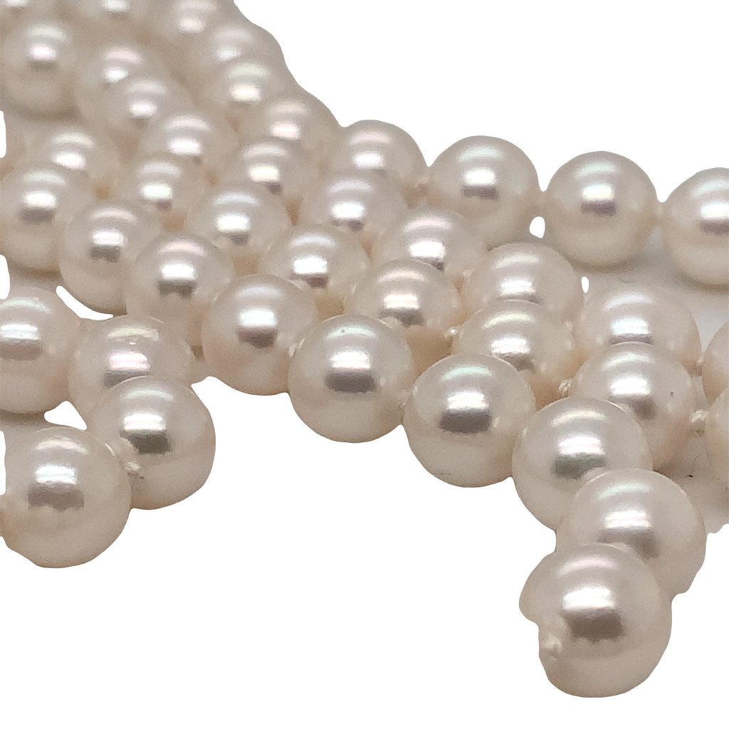 Cultured Akoya Silver Rose Overtone Pearl Necklace 6.5 mm Round 30 inches long. - Image 4 of 5