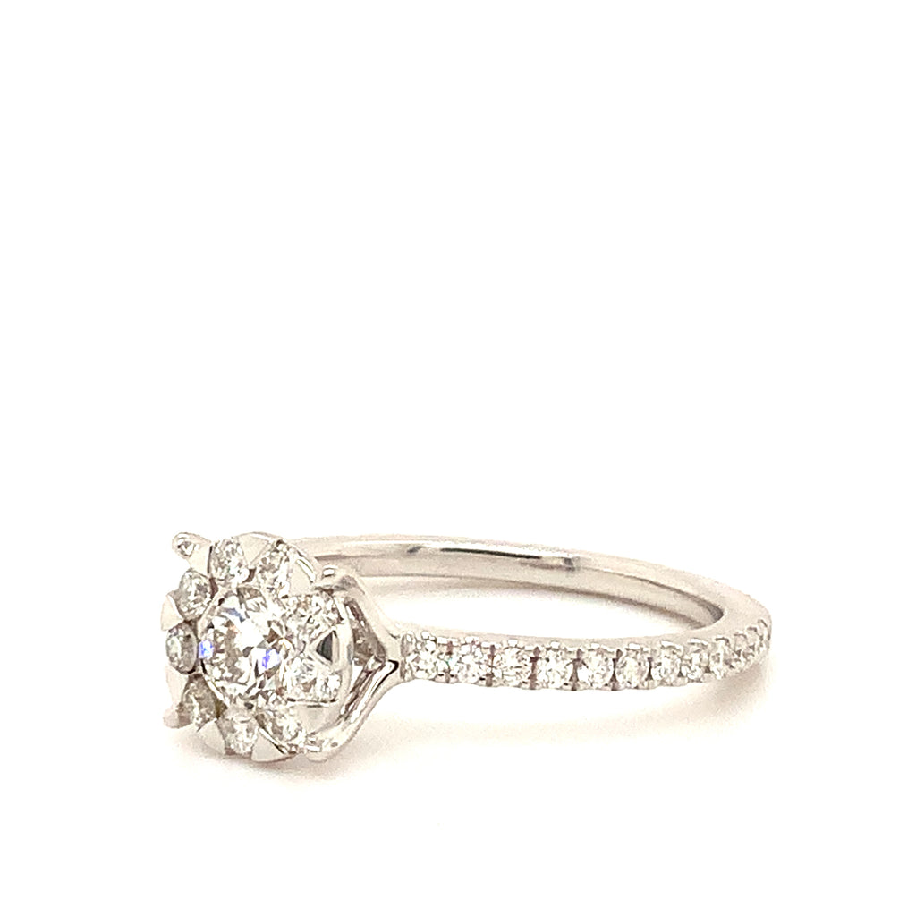 Memoire Bouquet Collection Diamond 0.73ct Engagement Ring Set in18 Kt White Gold 2 carat Look - Image 2 of 6