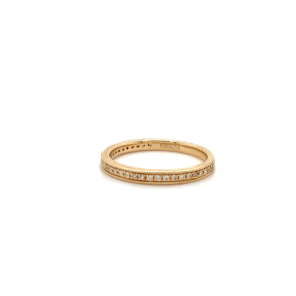 Filigree Milgrain Beaded Stackable Diamond Wedding Band Set in 14K Y/G - Image 2 of 3
