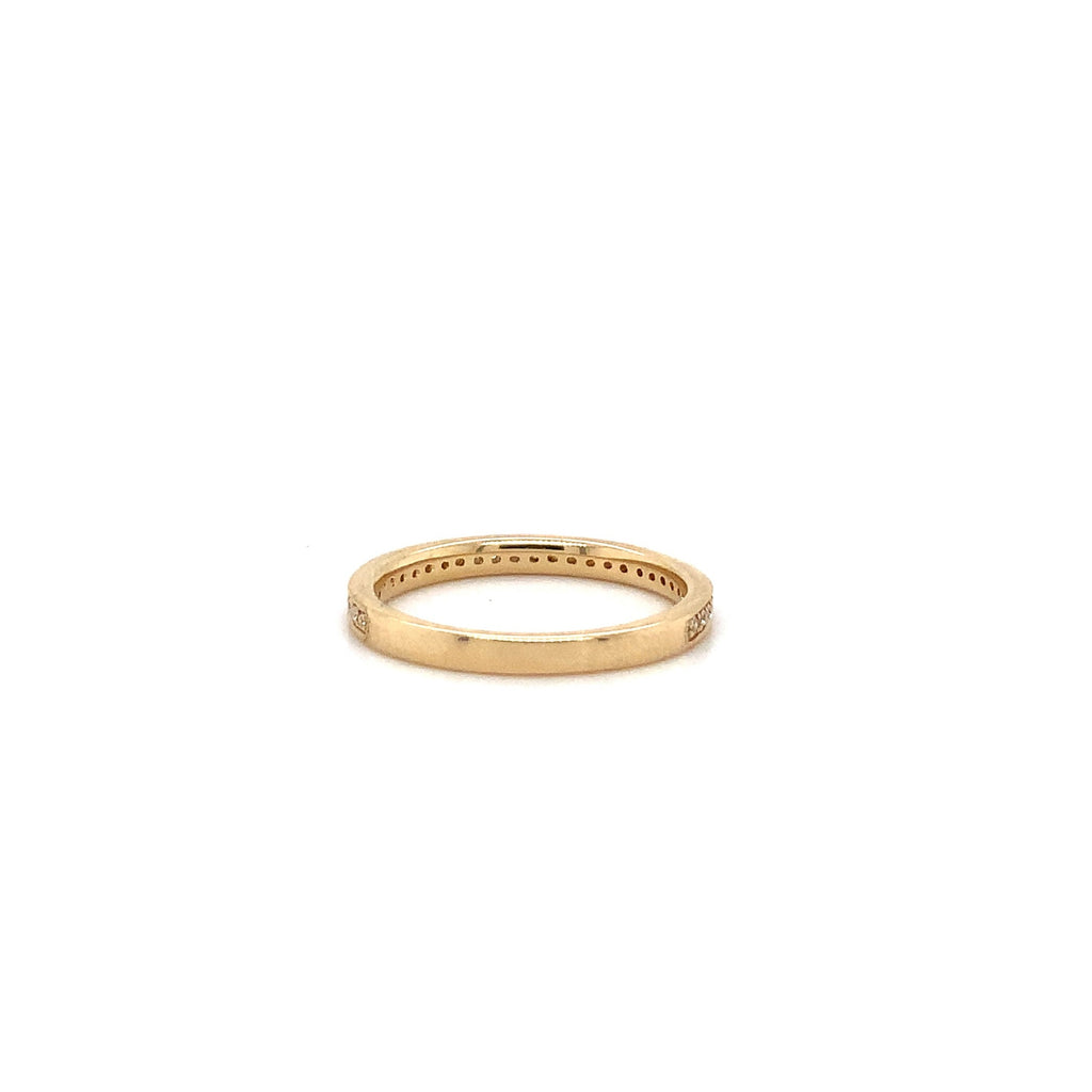 Filigree Milgrain Beaded Stackable Diamond Wedding Band Set in 14K Y/G - Image 3 of 3