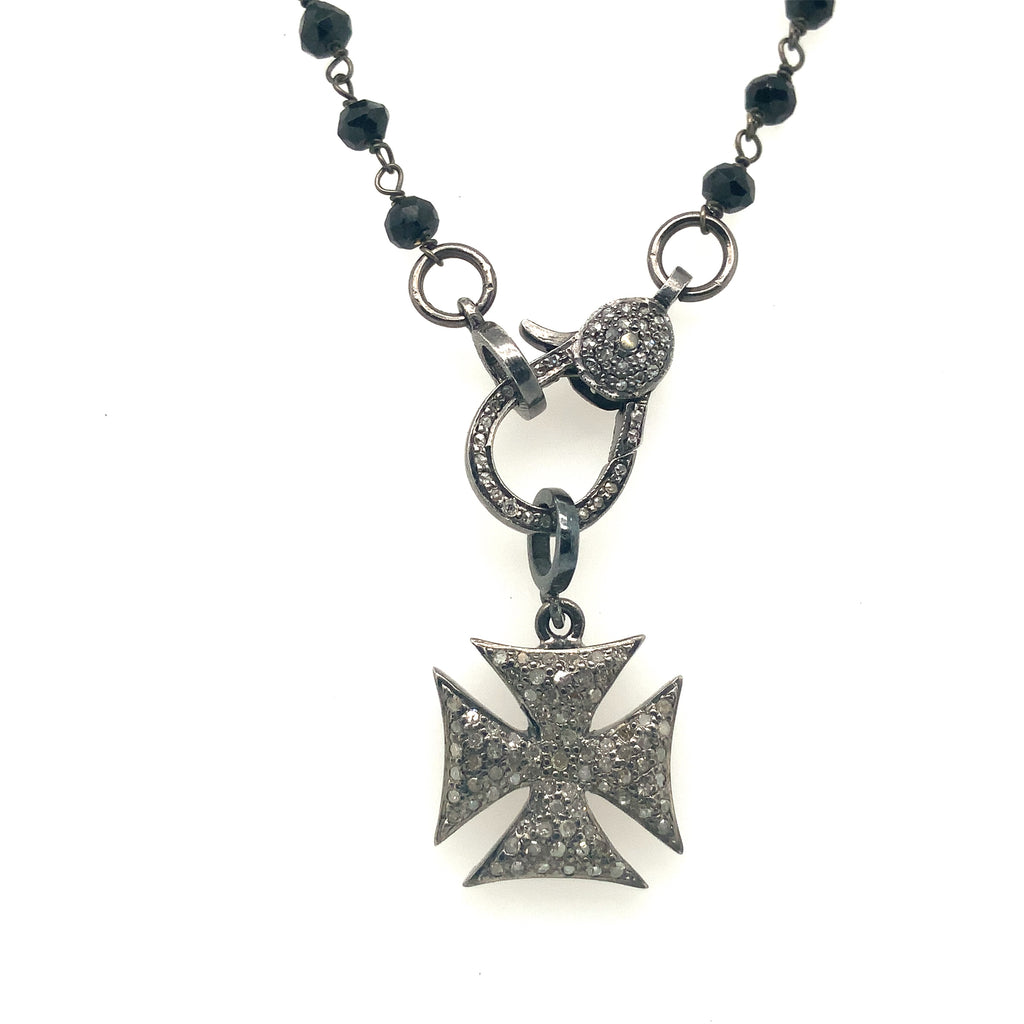 Oxidized Sterling Silver and Diamond Cross - Image 1 of 4