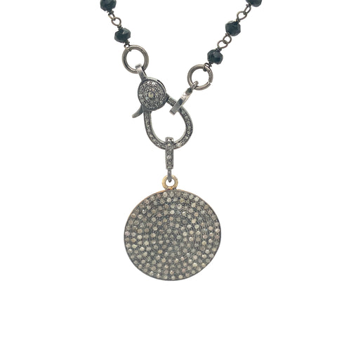 Pavé Diamond Necklace Set in Oxidized Sterling Silver Diamond Pavé Lobster Clasp Diamonds Equal  1.00 ctw - Image 1 of 4