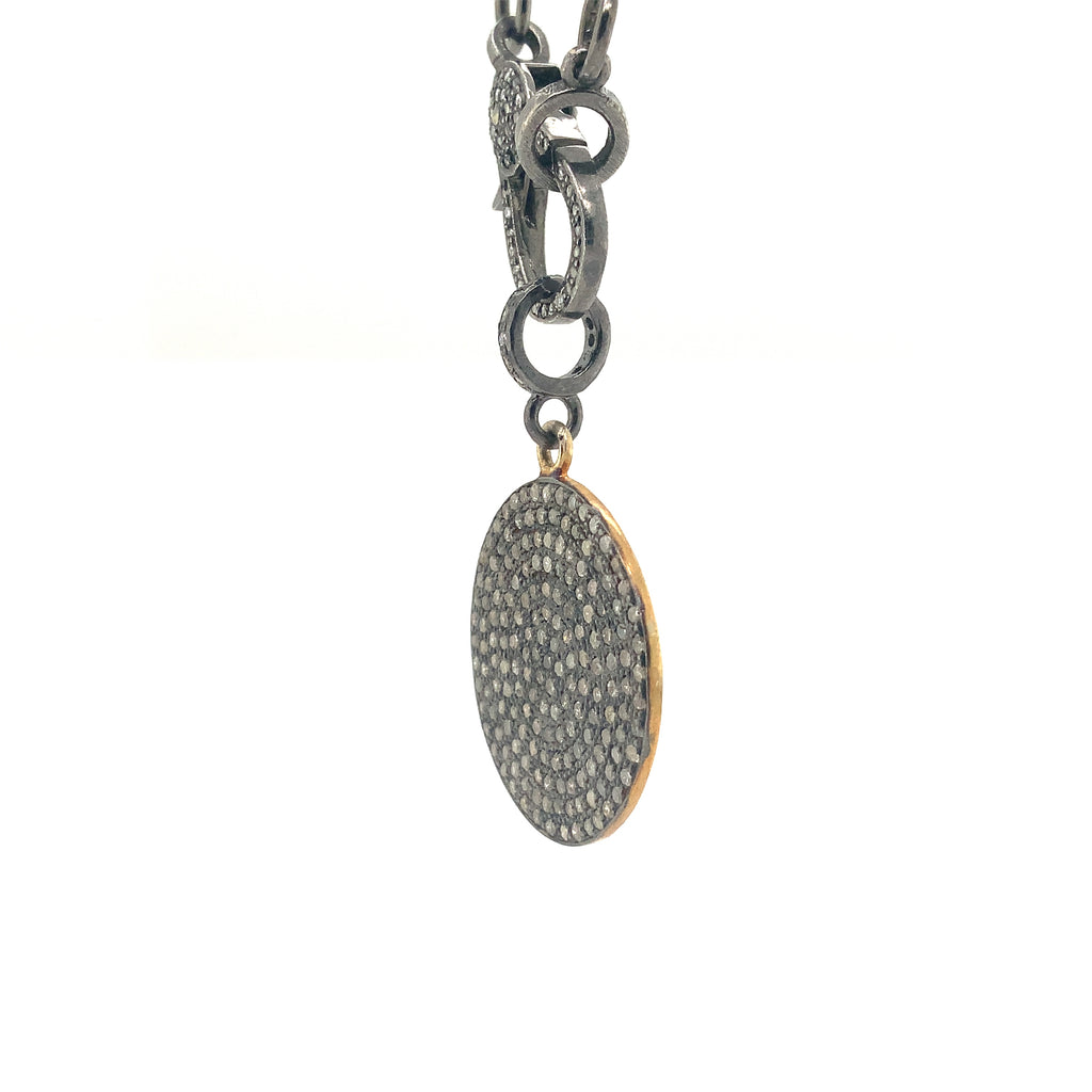 Pavé Diamond Necklace Set in Oxidized Sterling Silver Diamond Pavé Lobster Clasp Diamonds Equal  1.00 ctw - Image 3 of 4