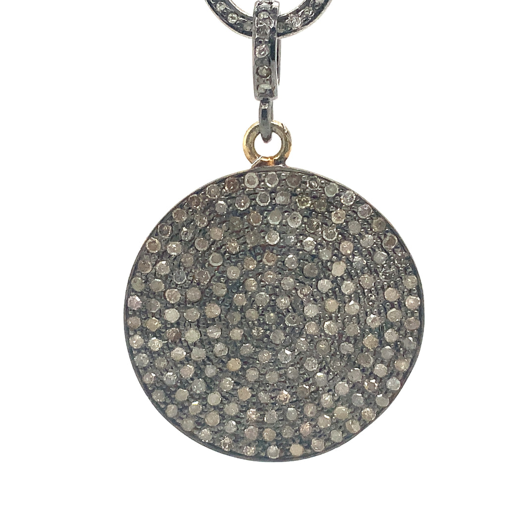 Pavé Diamond Necklace Set in Oxidized Sterling Silver Diamond Pavé Lobster Clasp Diamonds Equal  1.00 ctw - Image 2 of 4
