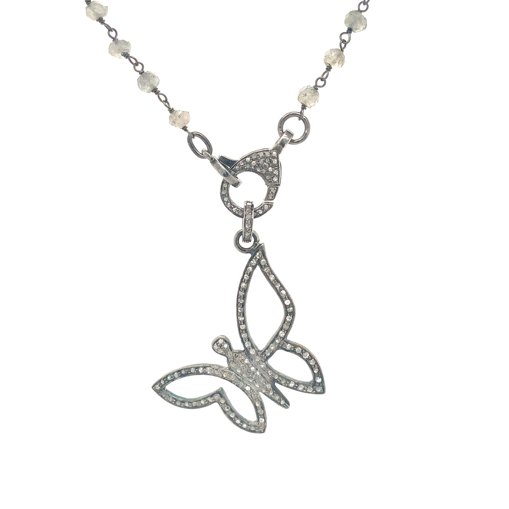 Oxidize Sterling Silver and Diamond Butterfly Pendant - Image 1 of 2