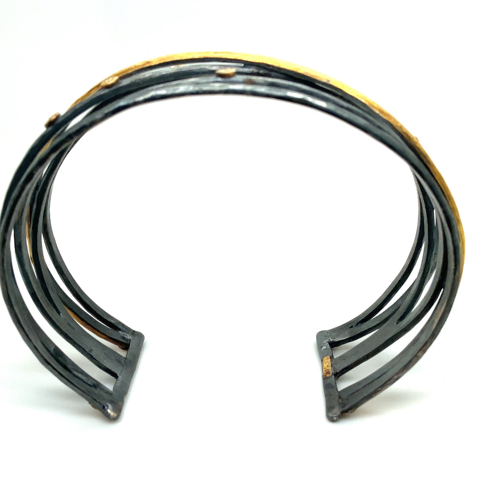 Lika Behar Collection Stockholm Crosswire Open Cuff Oxidized Sterling Silver 24K Gold - Image 5 of 5