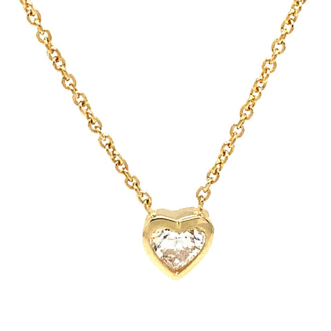 Heart Shape Diamond 0.30 ct Pendant GIA Bezel set in 14K Yellow Gold - Image 1 of 4