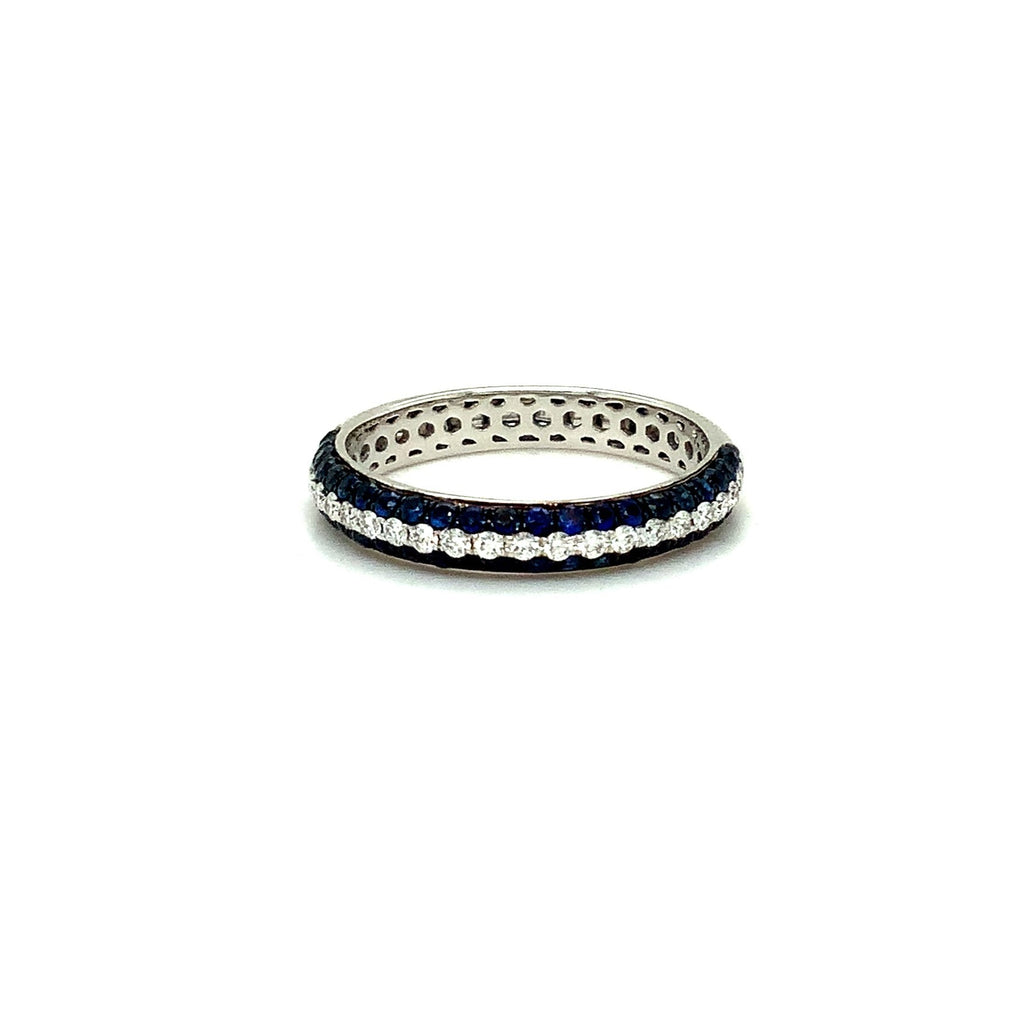 Afarin Collection 3 Rows Pavé Sapphire and Diamond band Set in 18K White Gold - Image 6 of 6