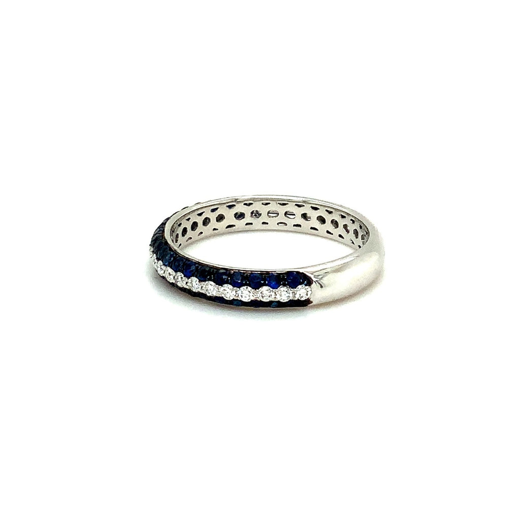 Afarin Collection 3 Rows Pavé Sapphire and Diamond band Set in 18K White Gold - Image 2 of 6
