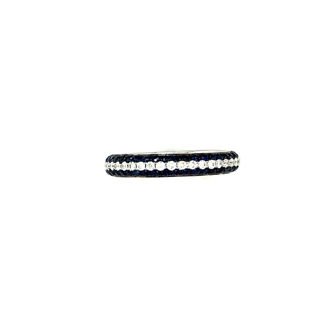 Afarin Collection 3 Rows Pavé Sapphire and Diamond band Set in 18K White Gold - Image 4 of 6