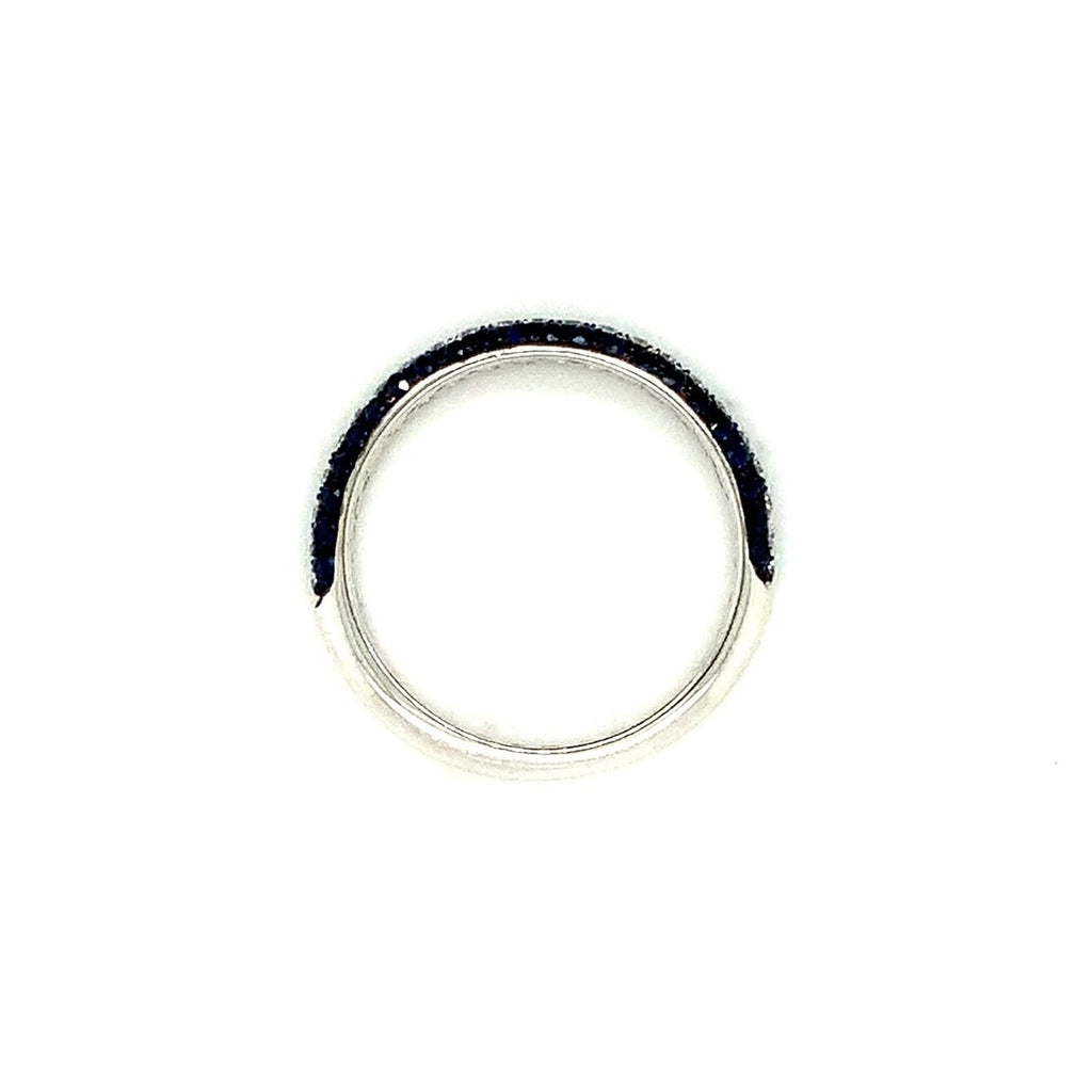 Afarin Collection 3 Rows Pavé Sapphire and Diamond band Set in 18K White Gold - Image 5 of 6