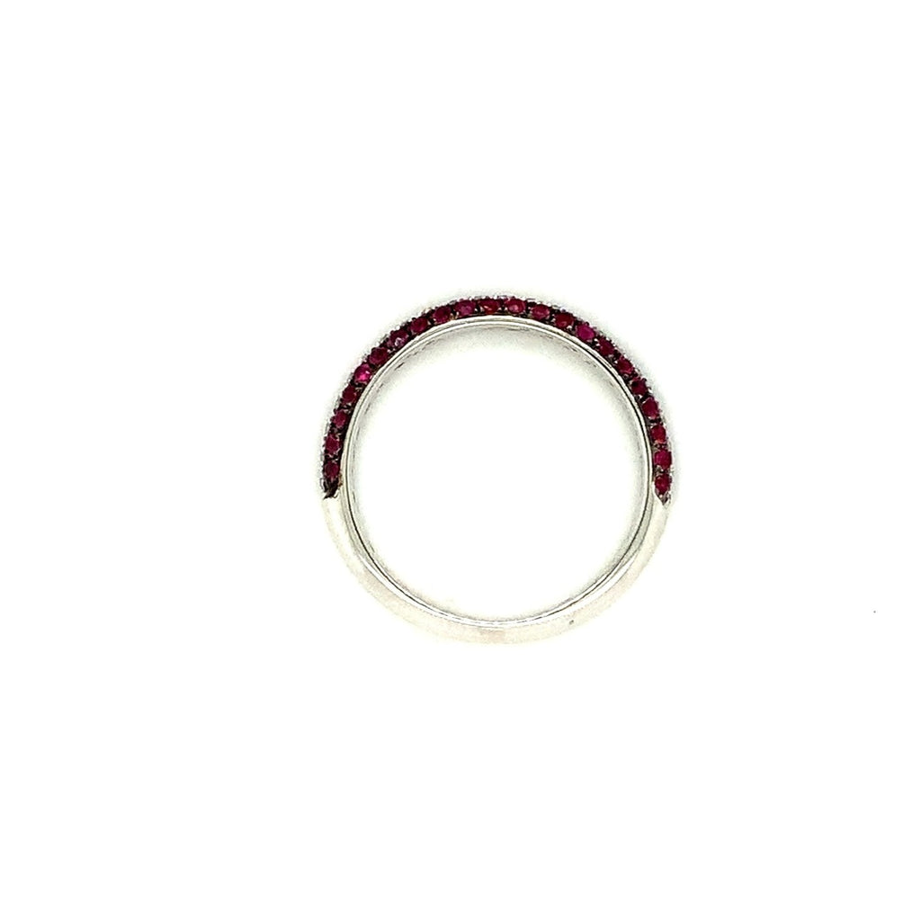 Afarin Collection 3 Rows Pavé Ruby and Diamond band set in 18K White Gold - Image 5 of 6
