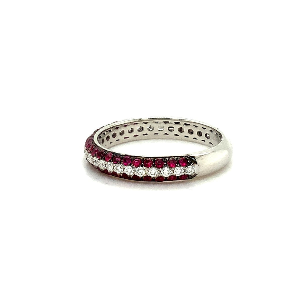 Afarin Collection 3 Rows Pavé Ruby and Diamond band set in 18K White Gold - Image 4 of 6