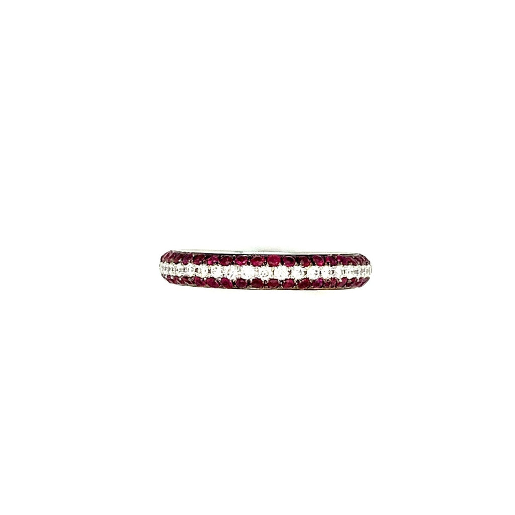 Afarin Collection 3 Rows Pavé Ruby and Diamond band set in 18K White Gold - Image 6 of 6