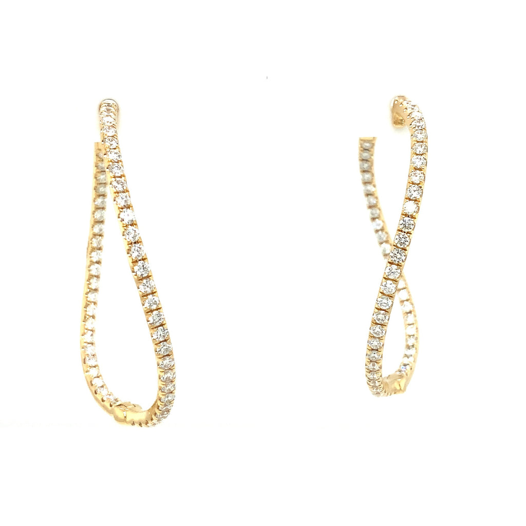 Afarin Collection Graceful Wave Inside and outside set Diamonds 1.85 cts Hoop Earring set in 18K Yellow Gold - Image 2 of 7