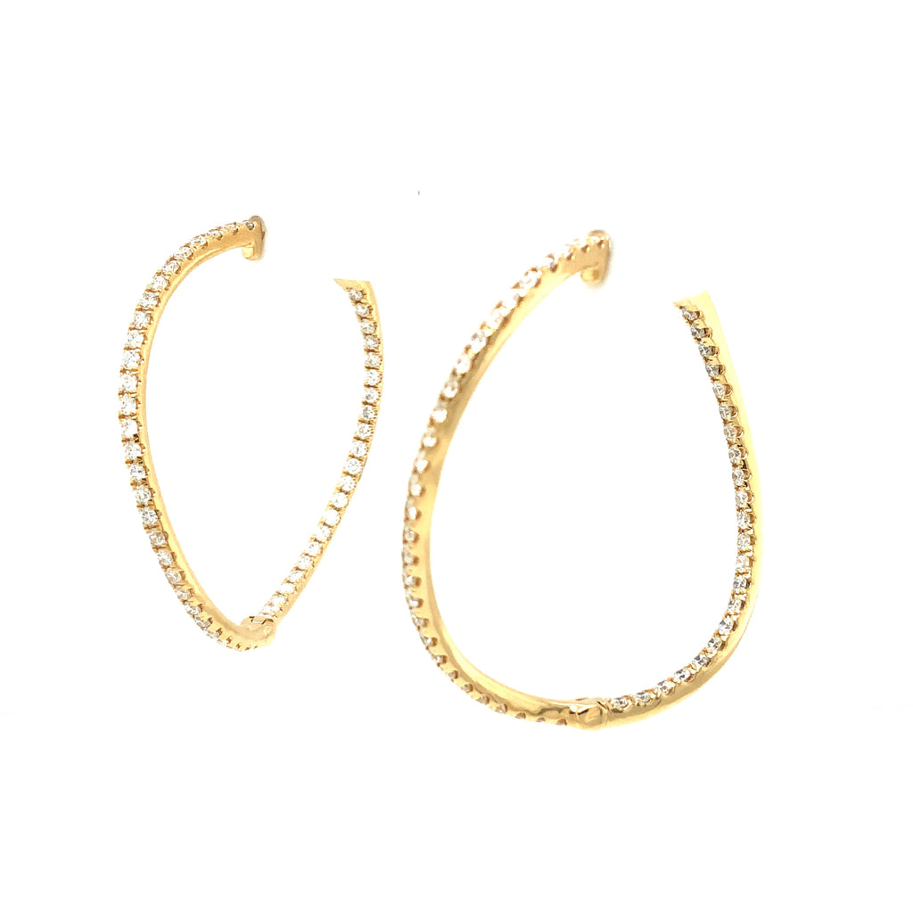 Afarin Collection Graceful Wave Inside and outside set Diamonds 1.85 cts Hoop Earring set in 18K Yellow Gold - Image 3 of 7