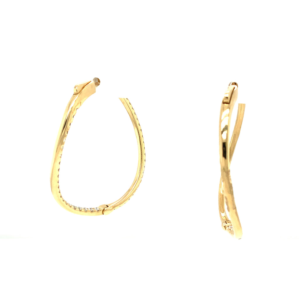 Afarin Collection Graceful Wave Inside and outside set Diamonds 1.85 cts Hoop Earring set in 18K Yellow Gold - Image 5 of 7