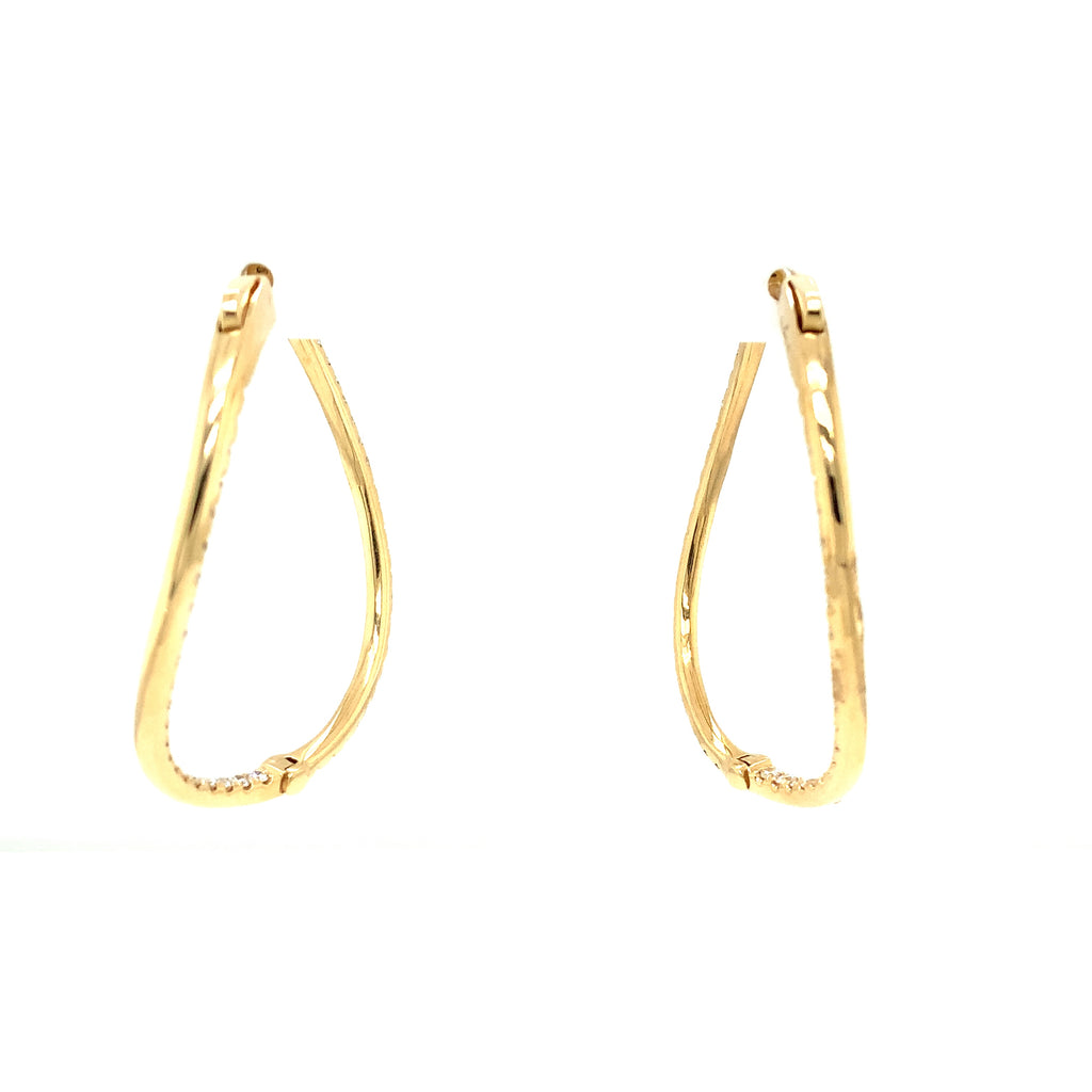 Afarin Collection Graceful Wave Inside and outside set Diamonds 1.85 cts Hoop Earring set in 18K Yellow Gold - Image 6 of 7