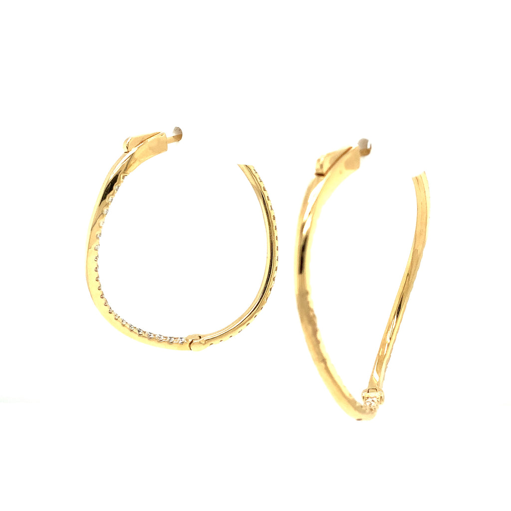 Afarin Collection Graceful Wave Inside and outside set Diamonds 1.85 cts Hoop Earring set in 18K Yellow Gold - Image 7 of 7
