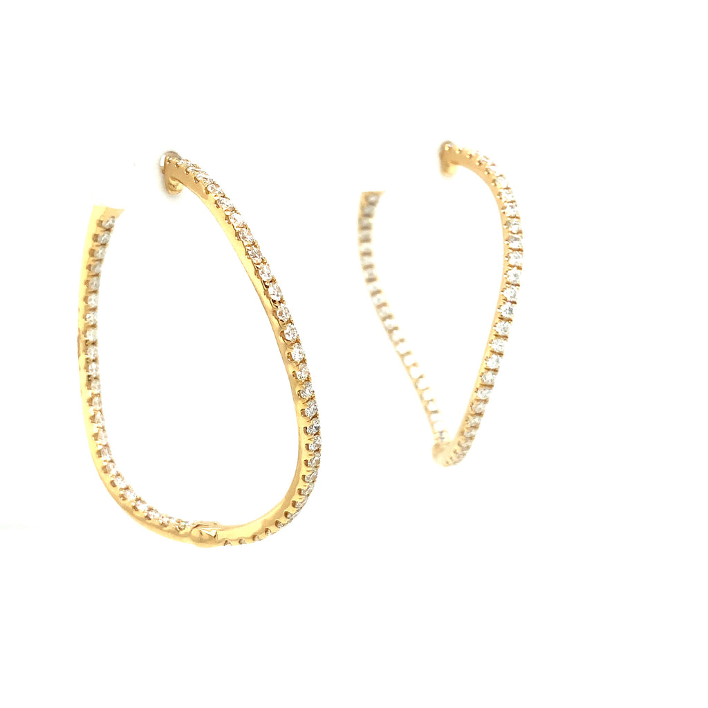 Afarin Collection Graceful Wave Inside and outside set Diamonds 1.85 cts Hoop Earring set in 18K Yellow Gold - Image 4 of 7