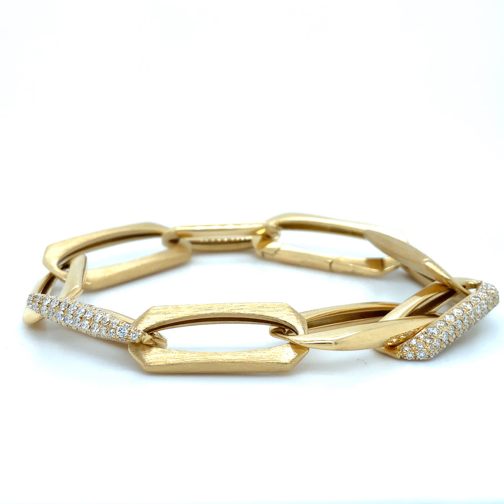 Afarin Collection Pavé Diamond 1.72 cts Paperclip Bracelet Set in 18K Yellow Gold - Image 8 of 12