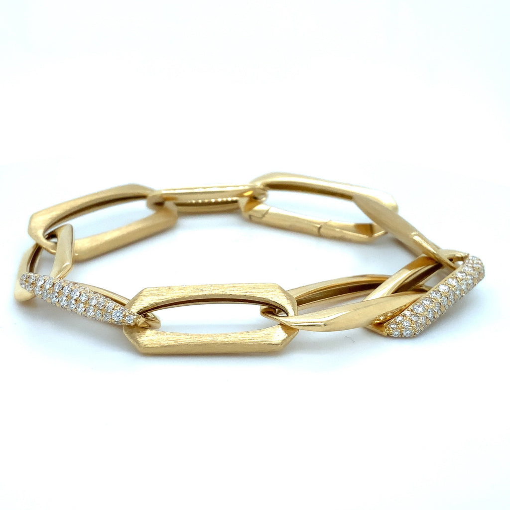 Afarin Collection Pavé Diamond 1.72 cts Paperclip Bracelet Set in 18K Yellow Gold - Image 1 of 12