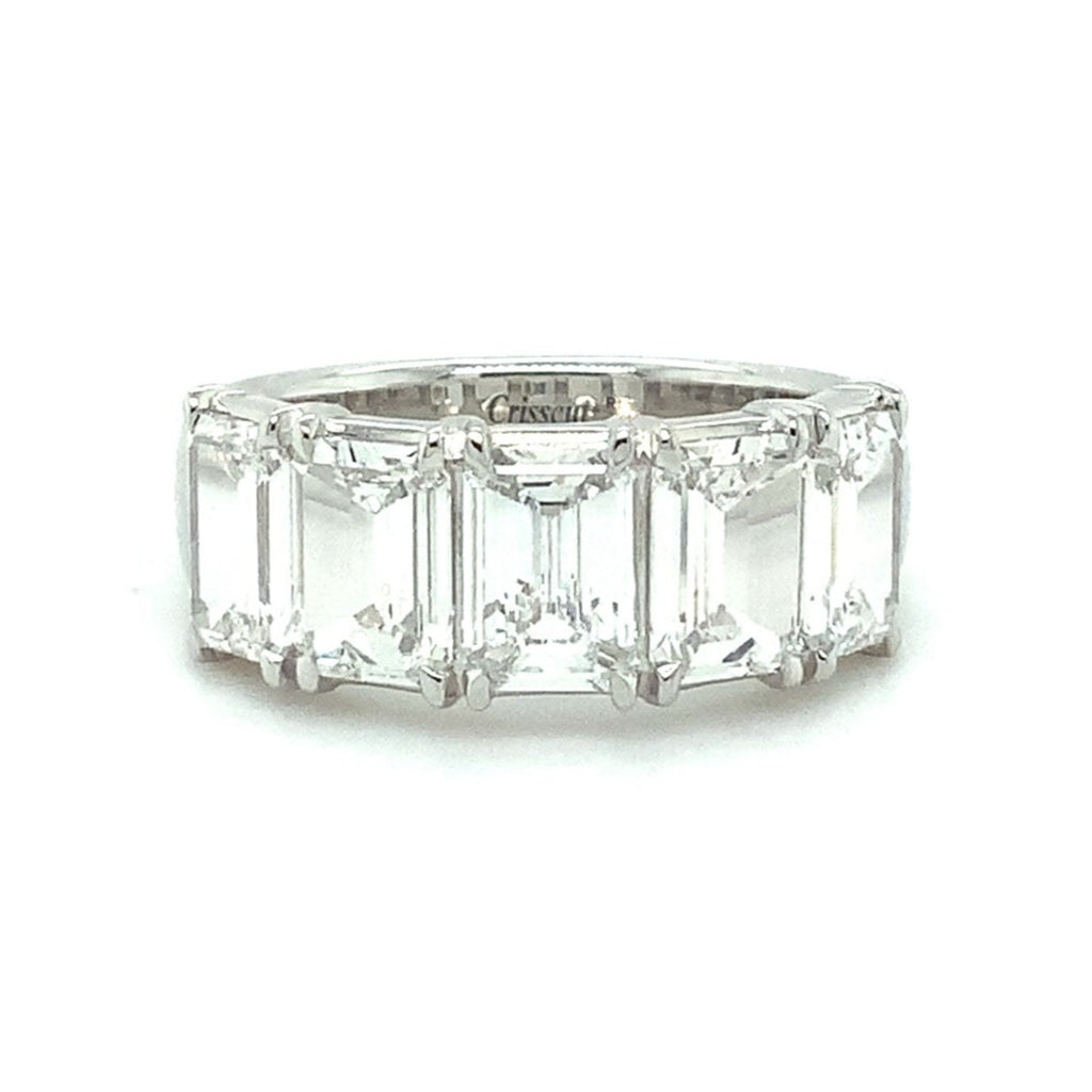 Christopher Designs L'Amour Crisscut®5 Stone Lab Grown Emerald Cut Diamond Band 14K White Gold - Image 1 of 4