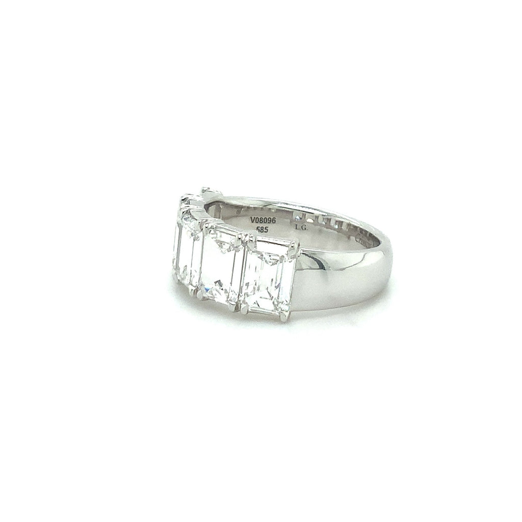 Christopher Designs L'Amour Crisscut®5 Stone Lab Grown Emerald Cut Diamond Band 14K White Gold - Image 3 of 4