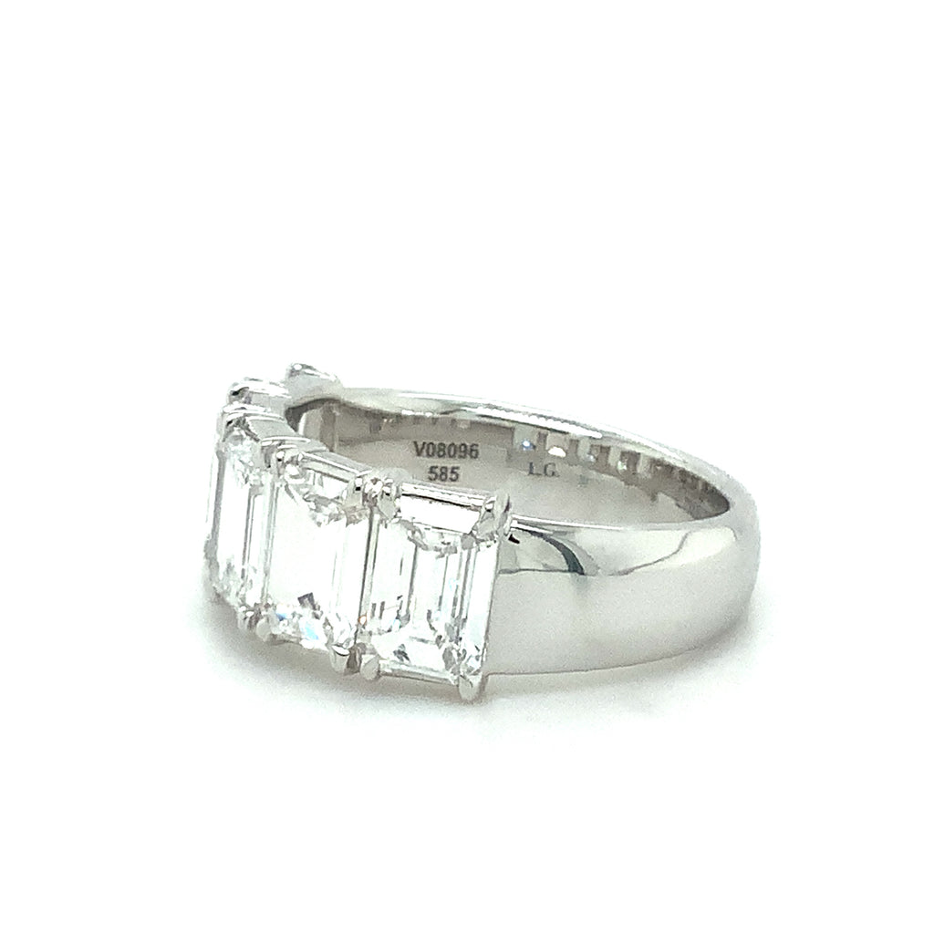 Christopher Designs L'Amour Crisscut®5 Stone Lab Grown Emerald Cut Diamond Band 14K White Gold - Image 2 of 4