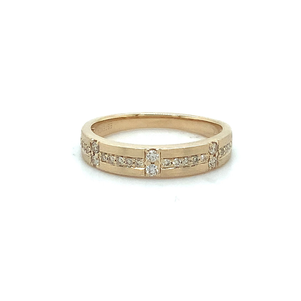 Stackable Diamond Wedding Band in 14K Yellow gold. Matte Finish. - Image 1 of 6