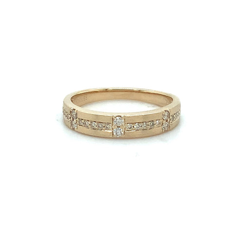 Stackable Diamond Wedding Band in 14K Yellow gold. Matte Finish. - Image 1 of 6
