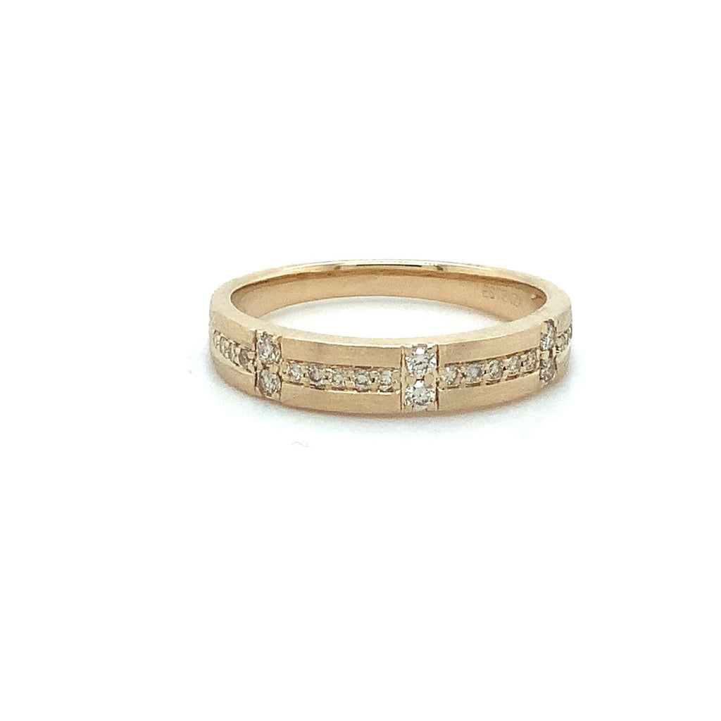 Stackable Diamond Wedding Band in 14K Yellow gold. Matte Finish. - Image 6 of 6