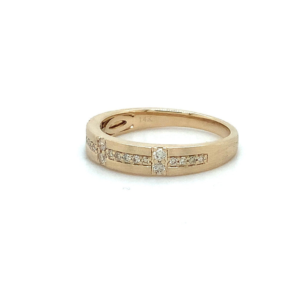 Stackable Diamond Wedding Band in 14K Yellow gold. Matte Finish. - Image 5 of 6
