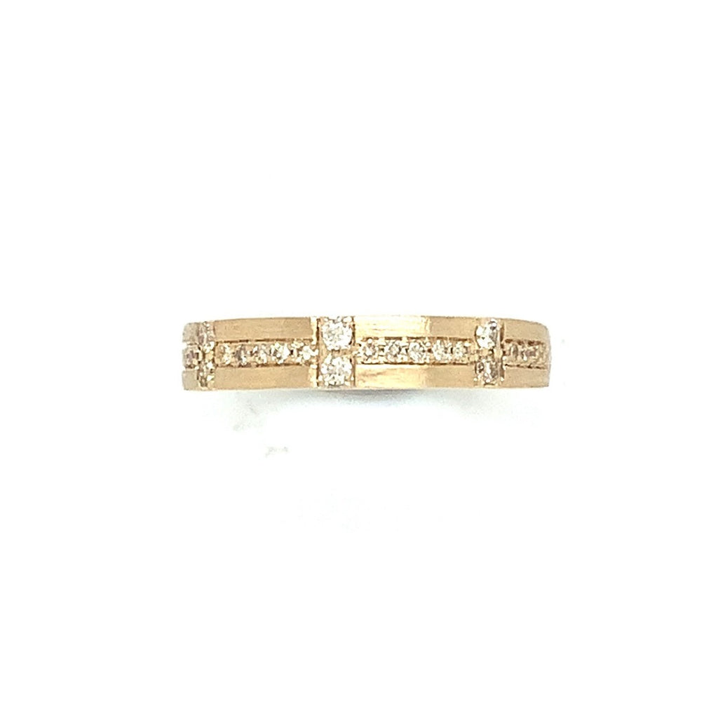 Stackable Diamond Wedding Band in 14K Yellow gold. Matte Finish. - Image 3 of 6