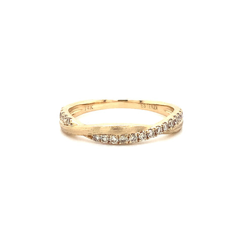 Stackable Diamond Wedding Band in 14K Yellow gold. Matte Finish. - Image 1 of 4