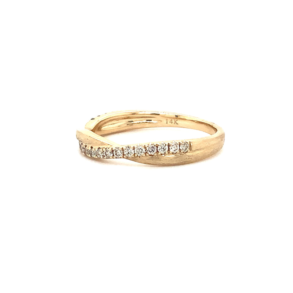 Stackable Diamond Wedding Band in 14K Yellow gold. Matte Finish. - Image 2 of 4