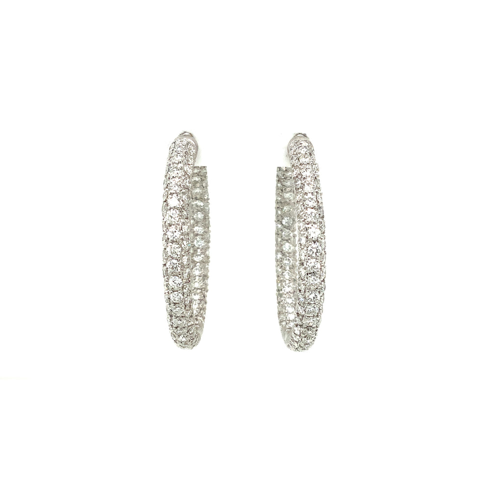 Pavé 3 Row Round Inside -Outside Diamond Hoop Earrings Set in 18K White Gold 2.52 cts. tw. - Image 3 of 6