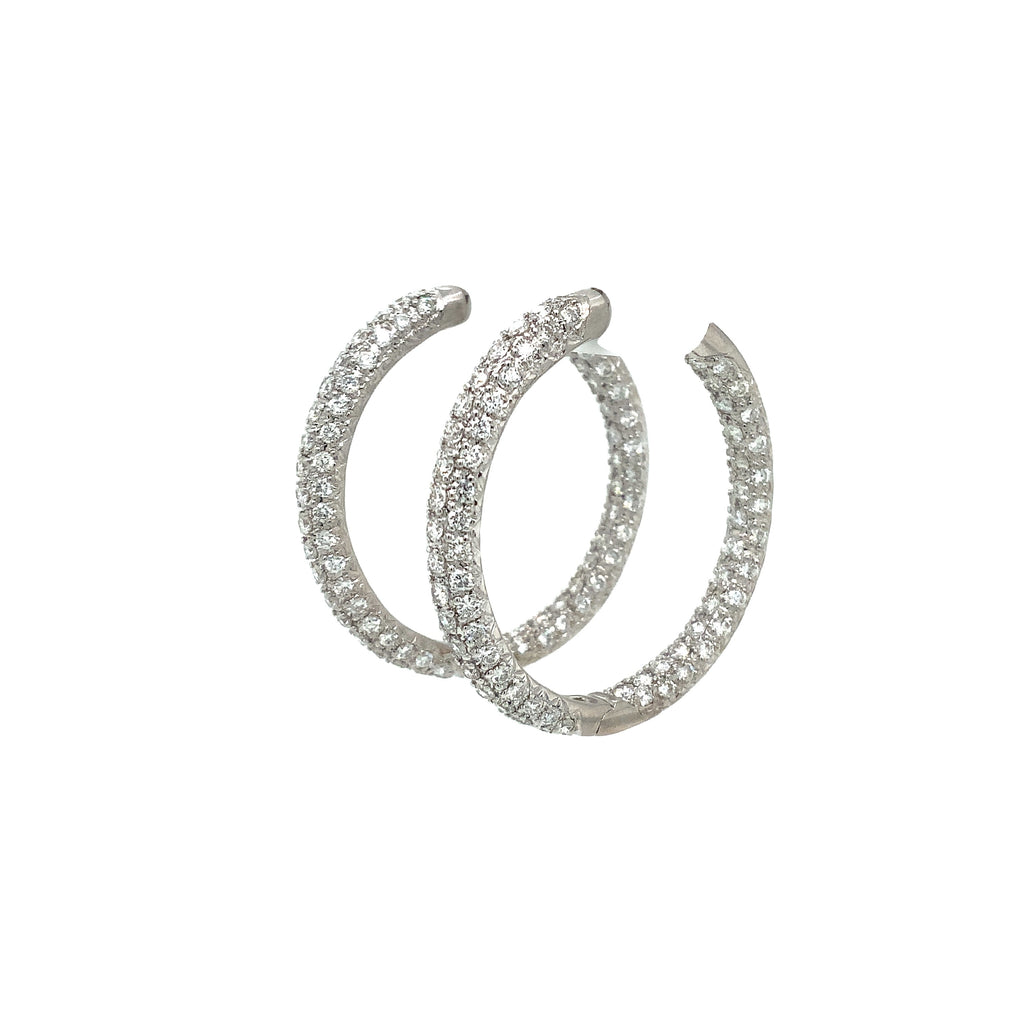 Pavé 3 Row Round Inside -Outside Diamond Hoop Earrings Set in 18K White Gold 2.52 cts. tw. - Image 5 of 6
