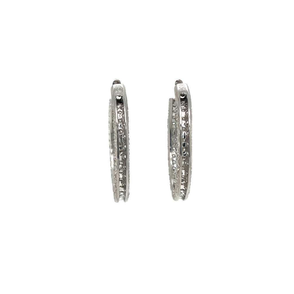 Pavé 3 Row Round Inside -Outside Diamond Hoop Earrings Set in 18K White Gold 2.52 cts. tw. - Image 6 of 6