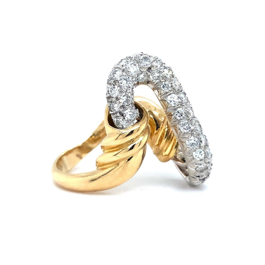Vintage Pave Diamond Ring Fashioned in 18 kt Yellow and White Gold. - Image 5 of 5