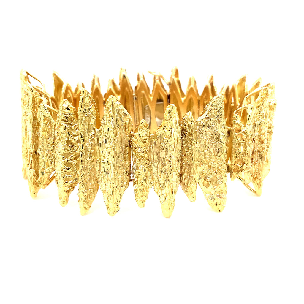 One of a Kind Vintage Organic Textured 18K Green Gold Hand Made Italian Bracelet - Image 1 of 4