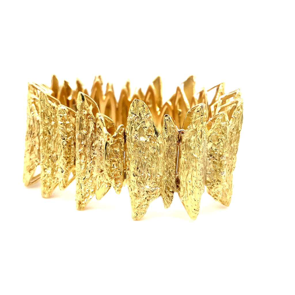 One of a Kind Vintage Organic Textured 18K Green Gold Hand Made Italian Bracelet - Image 2 of 4